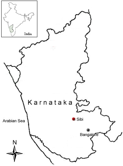 Location of Sibi Town in Karnataka