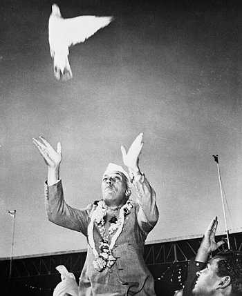 Nehru Releasing a Dove