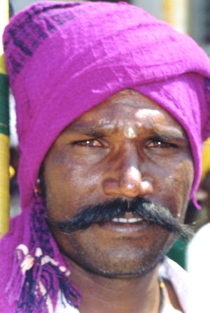 Man in Pink Turban and Sharp Mustache