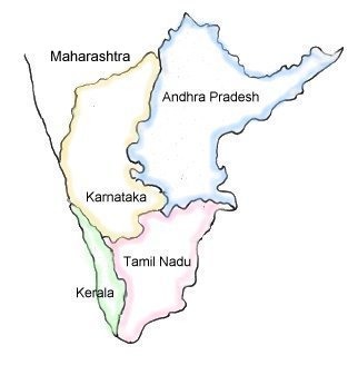 Map of Deccan Showing Southern States