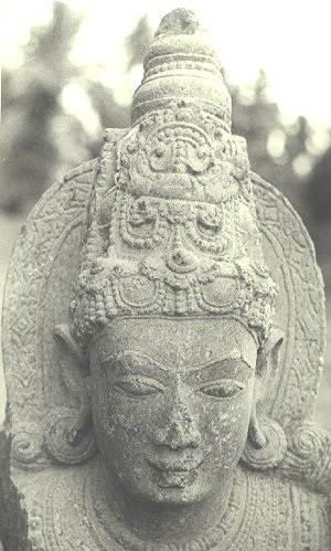 Carved head of a Dwarapalaka