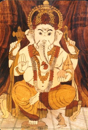 Ganapati in Wooden Inlay Work