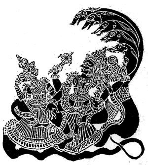 Lord Vishnu and His Vehicle Shesha the Cobra