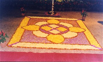 Rangoli made with petals