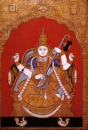 Tanjore School of Painting -  Deity Saraswati