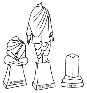 Vandalized statues of Bengali intellectuals