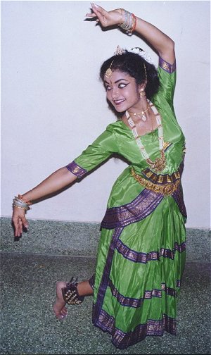 Girl Practicing a Bharatanatyam Move
