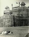 Happy Man Relaxing Behind the Delhi Fort