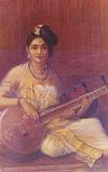 A Lady Playing Veena Musical Instrument