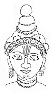 Krishna with butter on his face  – line drawing based on a Sibi painting