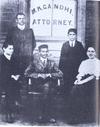 Gandhi (center) with colleagues at his Law Office,  South Africa, 1913 