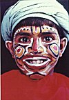 Painted face of a young boy