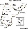 A Map of Andhra Pradesh showing important cities