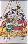 Krishna with Satyabhama and Rukmini