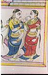 Friends standing in Mysore traditional painting