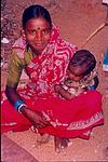 A female construction worker with child