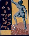 Painting of a labourer about bricks