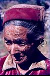 A old woman with rings and wrinkles