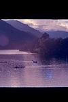 Boats in the lake at cloudy back ground