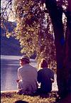 Couple watching lake