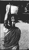 A gramakal woman carrying basket for bhumi puja