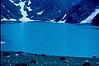 In blue lake snowy mountain