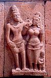 Couple in stone with dwarf