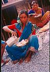 Women workers getting ready for meals at Construction site,