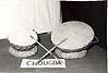 The circular drums played with sticks for folk music and dances