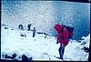 Tourist passing through a thick snow