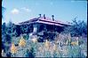 A rest house in a flower garden