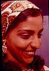 Asha sidenurs friend with covered head, veiled head, Viyyali-kawal, Bangalore, 1981