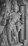 Shiva with his bull, Nandi, at Durga temple, Aihole