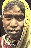 A Tribal woman wearing self-made jewelry, Madhya Pradesh