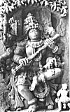 Dancing  Saraswati (the Hindu Goddess of learning)  with a Veena (musical instrument) – Hoysala art