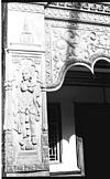 Wood carving at the entrance of Ramamandir, Honnawar, 1982