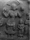 A exquisite sculpture of a maha sati depicting beautiful bra, head dress, Sari pleats, and different ornaments, 1985
