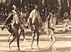 A family walks to the marketplace