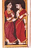 Gossiping women – traditional painting from Mysore