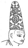 Kulavi (elongated headgear) with geometrical designs on it