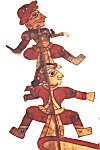 The riders are made to dance with an attached stick