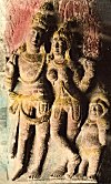 Presence of smiling <I> Gana </I> indicates  that Shiva and Uma are in a gay mood