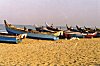 Fishing boats lined up on a holiday