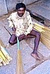 Public footpath is the place for his broomstick manufacturing.