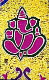 Lord Ganesh in a Floral Rangoli