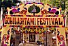 Different temples display floral banners.