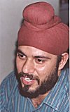 Sikh youngster in athletic head gear