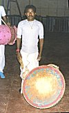 A <b>Dhamsa</b> is a drum played with sticks during the Chhau Performance