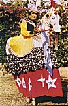 Man on Stilts Dressed as a Horse Rider