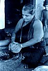 Konkani Woman Mixing Dough for Papads